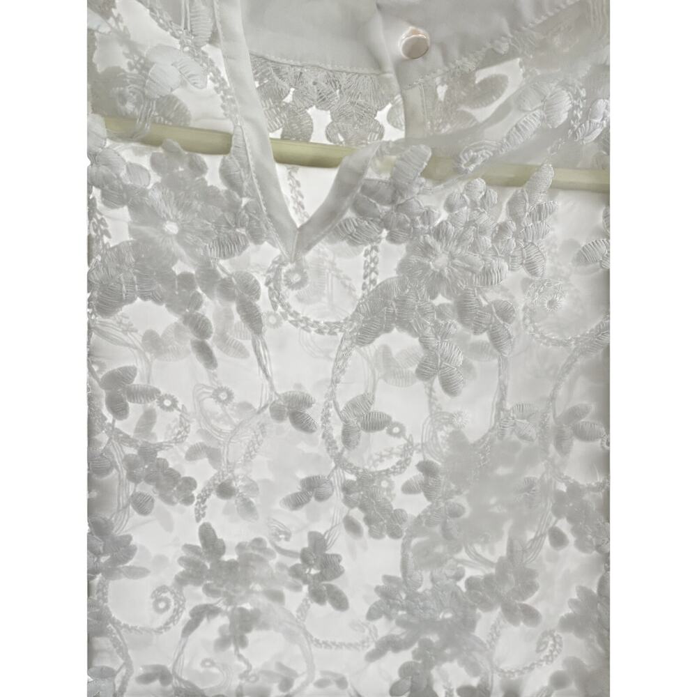 Lace Blouse L Sheer Pullover Butterfly Sleeve Fabric Collar Romantic Boho - Picture 4 of 7